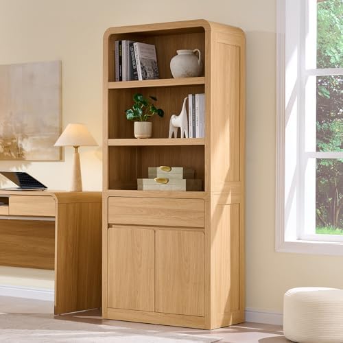 Bookshelf 5 Tier - 72 inç Yüksekliğinde Kapaklı Modern Kitaplık,
