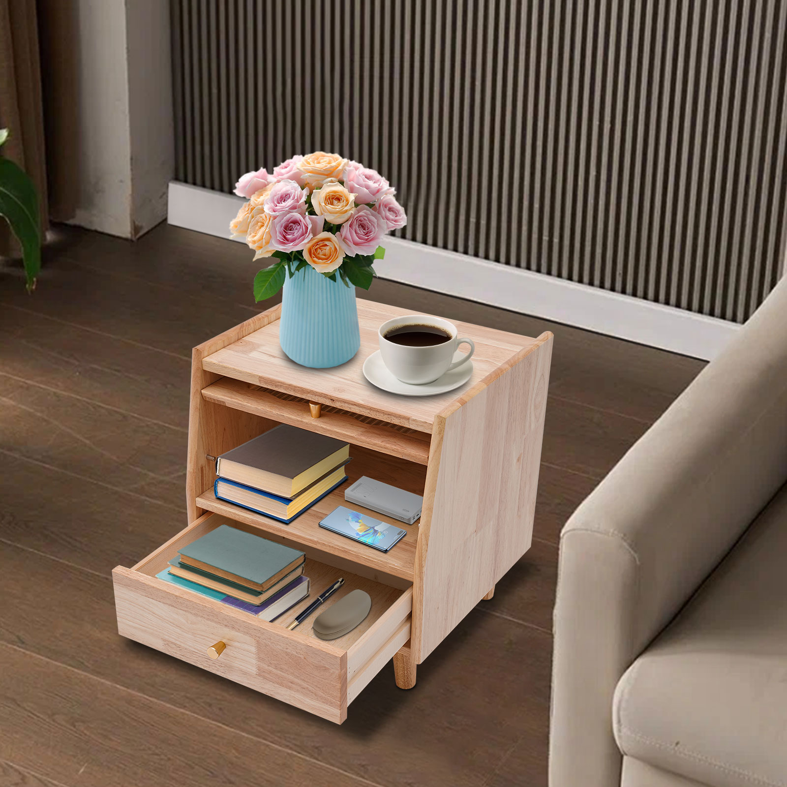 Office Furniture For Small Spaces - 2 Katmanlı Başucu Dolabı, Çekmeceli, Şeffaf