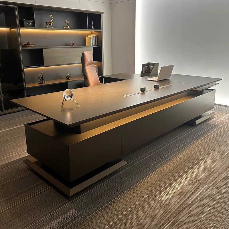 Office Furniture For Small Spaces - Siyah Sağlam Yönetici Ofis Masası Kahverengi