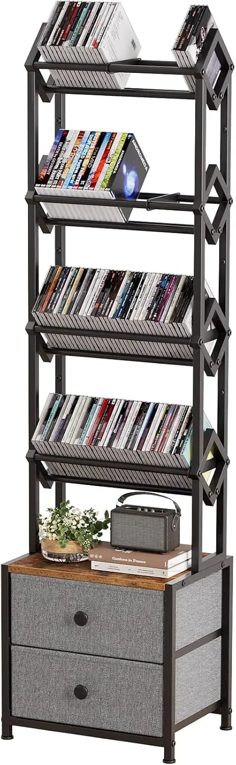 Bookshelf 5 Tier - Çekmeceli CD Saklama Rafı, 5 Katmanlı