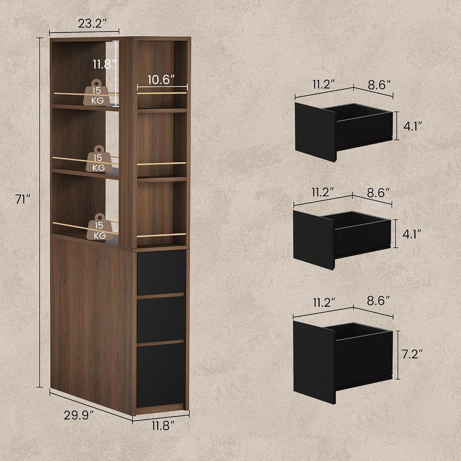71 inç Köşe Kitaplık, 3 Çekmec - Office Furniture For Small Spaces incelemesi ve fiyatı