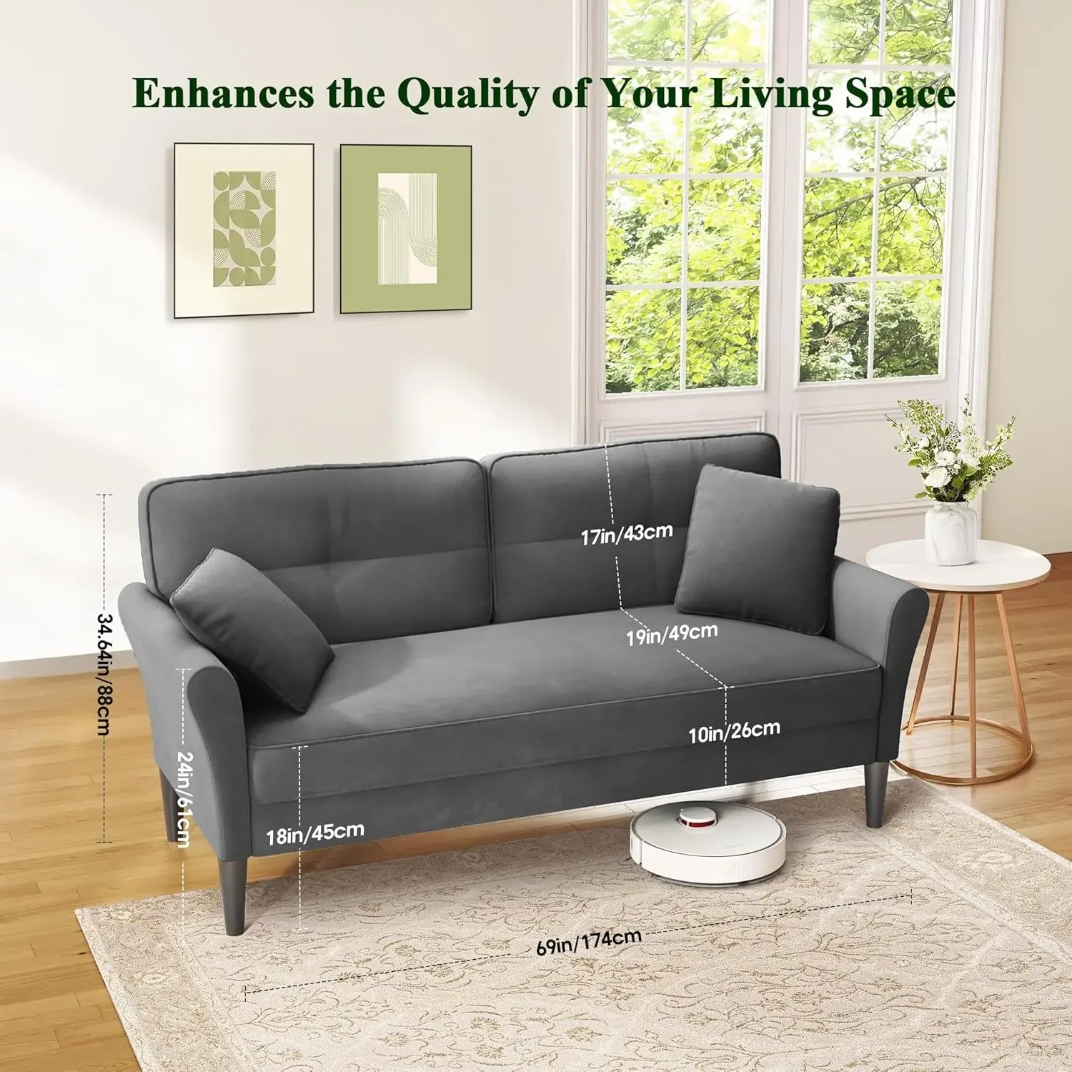 69 inç Loveseat Kanepe, Küçük  - Office Furniture For Small Spaces incelemesi ve fiyatı