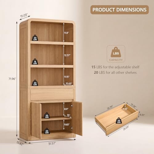 72 inç Yüksekliğinde Kapaklı M - Bookshelf 5 Tier incelemesi ve fiyatı