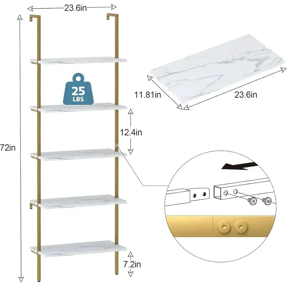 5 Katmanlı Beyaz Mermer Duvara - Bookshelf 5 Tier incelemesi ve fiyatı