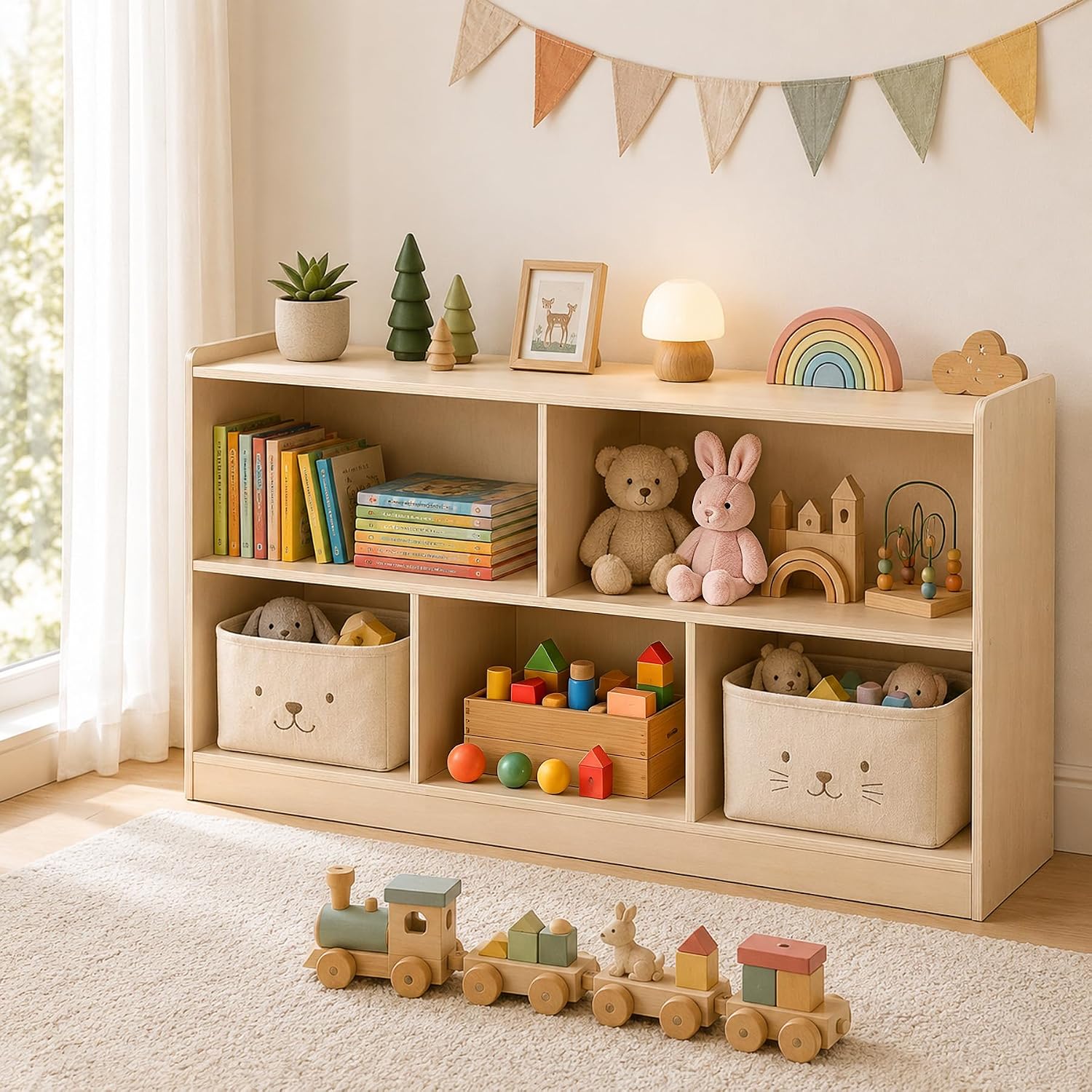 Ahşap 5 Bölmeli Montessori Çoc - Bookshelf 5 Tier incelemesi ve fiyatı